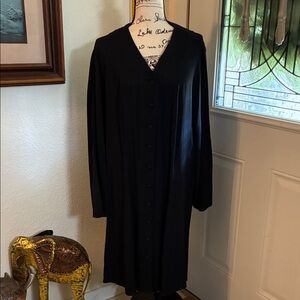 Elegant Black Button down Women's Dress with the back tie crisscross pattern